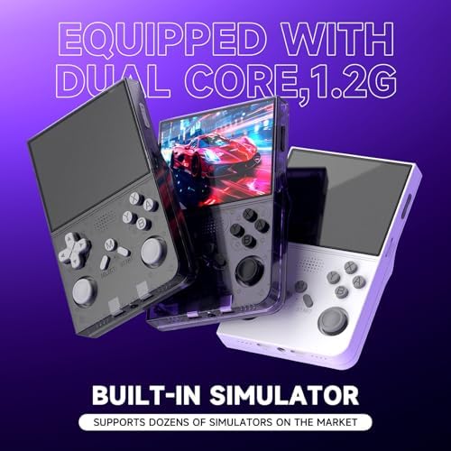 R40 Retro Handheld Game Console, 18000+ HD Games Mini Retro Gaming Console, 3.5 Inch IPS Screen, 128GB TF Card, 3000 mAh Battery, Portable Video Game Console Great Gift for Family and Friends,Purple - 4