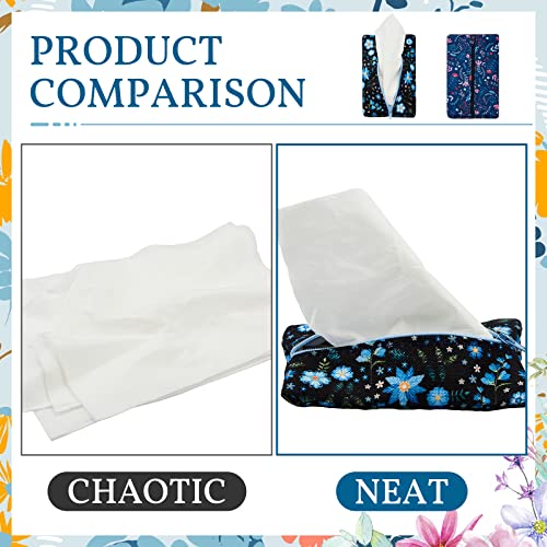 Kigeli 2 Pieces Purse Tissue Holder Travel Tissue Pouch for Purse Fabric Zipper Enclosed Pouches Reusable Flower Pattern Paper Holder for Coins, 5.25 x 3 Inches(Rustic Floral Print)2