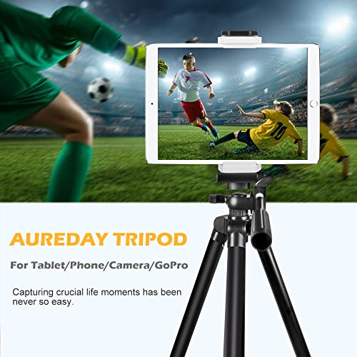 Phone Tripod, 50” Extendable Adjustable Smartphone & Tablet Tripod Stand with Phone Holder Mount & Remote, Compatible with Tablet/Cell Phone/Camera