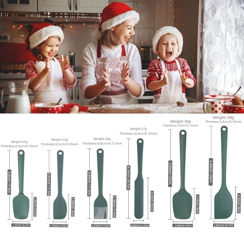 Silicone Spatula Set of 5-600°F Heat Resistant Kitchen Scraper Spatulas, Strong Steel Core and One-Pieces Seamless Design, Great for Cooking Mixing & Baking - BPA Free & Dishwasher Safe (green) - image 2