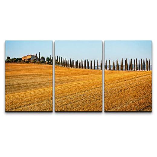 wall26 - 3 Piece Canvas Wall Art - Rural Countryside Landscape in Tuscany Region of Italy - Modern Home Decor Stretched and Framed Ready to Hang - 24"x36"x3 Panels