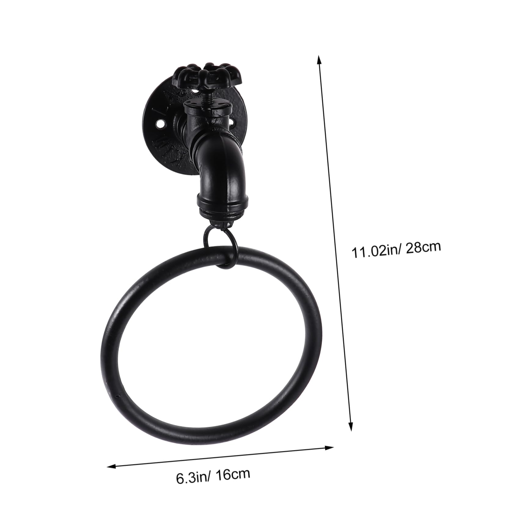 Handtuchring aus Metall für Wasserhahn, Rustikal Schwarz, Robust