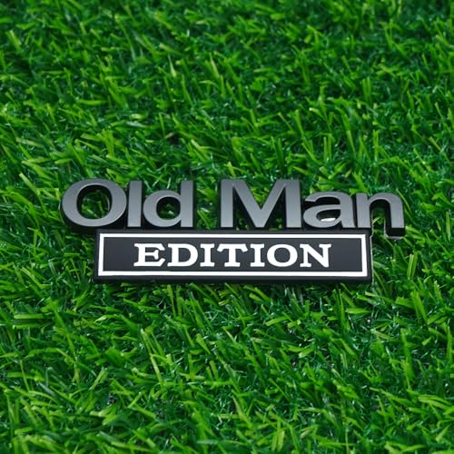 Image of 2pc Old Man Edition 3D Metal Emblem Fender Rear Tailgate Bumper Badge Nameplate Sticker Decal for Car Truck (Black White)