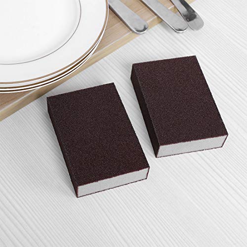 Image of uxcell 8pcs Scouring Pads Non-Scratch Scouring Sponge Scrub Pads 4 inch x 2.8 inch For Scouring Kitchens, Dishwashing, Brown