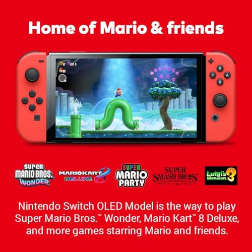 Image of Nintendo Switch OLED Gaming Console with Joy-Con (Mario Red Edition)