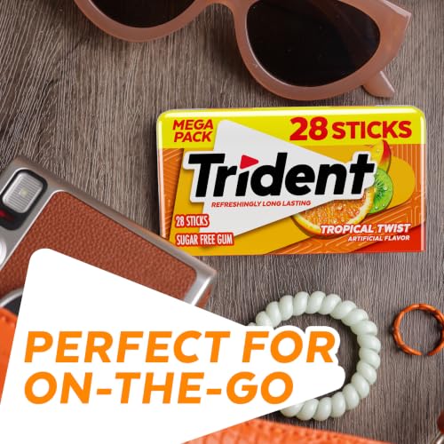 Image of Trident Tropical Twist Sugar-Free Gum, 6 Packs of 28 Pieces (168 Total)