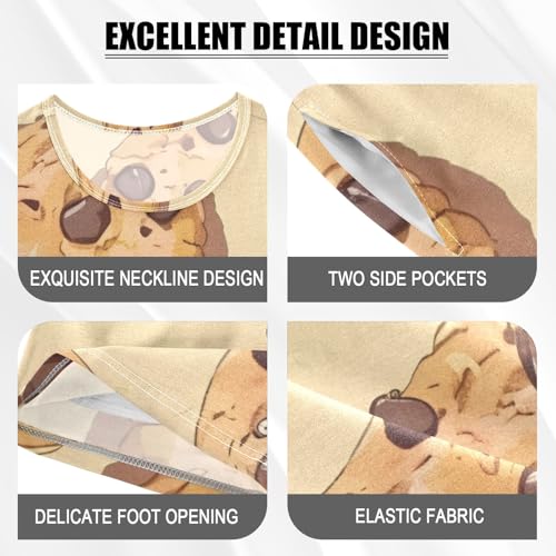 Summer Pajama Set Chocolate Cookies, Short Sleeve Sleepwear Nightwear4