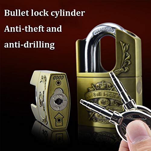 Image of Keyed Padlocks Bronze Key Padlock, Waterproof, Rust-Proof and Anti-Theft, Width 40mm, 50mm, 60mm (1.6 / 2in / 2.4in), Used for Garage Fence Storage Cabinets (Color : Style1, Size : 40mm)