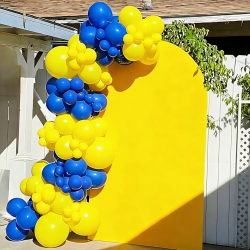 Image of YMSZ Blue and Yellow Balloons Arch Kit, 134pcs Royal Blue and Yellow Balloons for Birthday, Graduation, Baby Shower Party Decorations