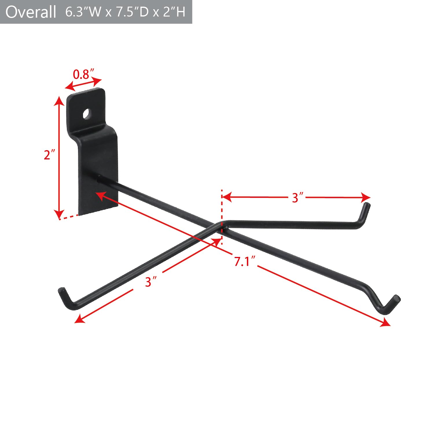 MOOCA Juego de 6 soportes de metal para gafas de sol para pared de listones, exhibición montada en la pared, muestra 180 grados de cualquier tamaño de gafas, color negro