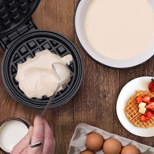 Image of Cloer Mini Waffle Maker 350W, Portable Electric Non Stick Waffle Iron with Indicator Light, Round Waffle Maker Machine for Homemade Breakfast, Snacks & Desserts, Compact Red