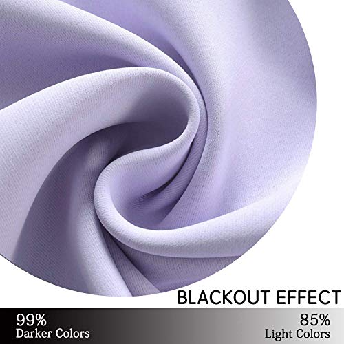 Yakamok Grommet Room Darkening Thermal Insulated Blackout Curtains Window Panels for Bedroom Width 38 Inch by Length 72Inch Lilac Two Curtain Panels