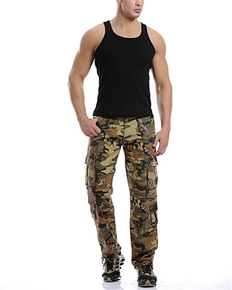 Men's Cargo Pants Casual Loose Multi Pocket Military Pants Long Trousers Camo Joggers Plus Size