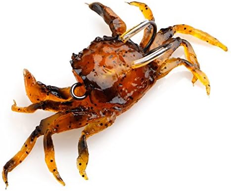 Wivily 3D Soft Simulation Crabs Fishing Bait Worm Lures Crankbaits Hooks Baits Tackle (Orange)