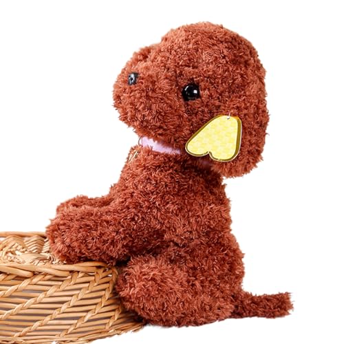 Lunaobrik Plüsch Hund Puppe | Weiches Braun Lockiges Haar Dekoration Kuschelkissen | Plüschtierspielzeug In Form Eines Hundes - Für Jungen Mädchen Studenten Wohnzimmer Schlafzimmer