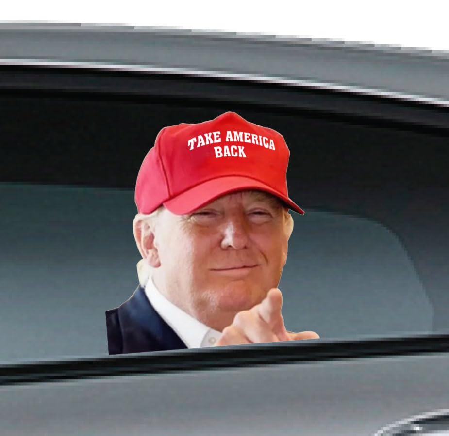 LEMONSODA Car Window Decal Funny 3D Trump Decals for Any Smooth Surface - Gift for the Holiday (Take America Back)