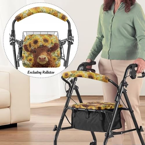 Image of Universal Soft Seat Covers for Rollator Walkers, Yak Adjustable Backrest and Seat Covers, Rollator Accessories for Seniors Women Men