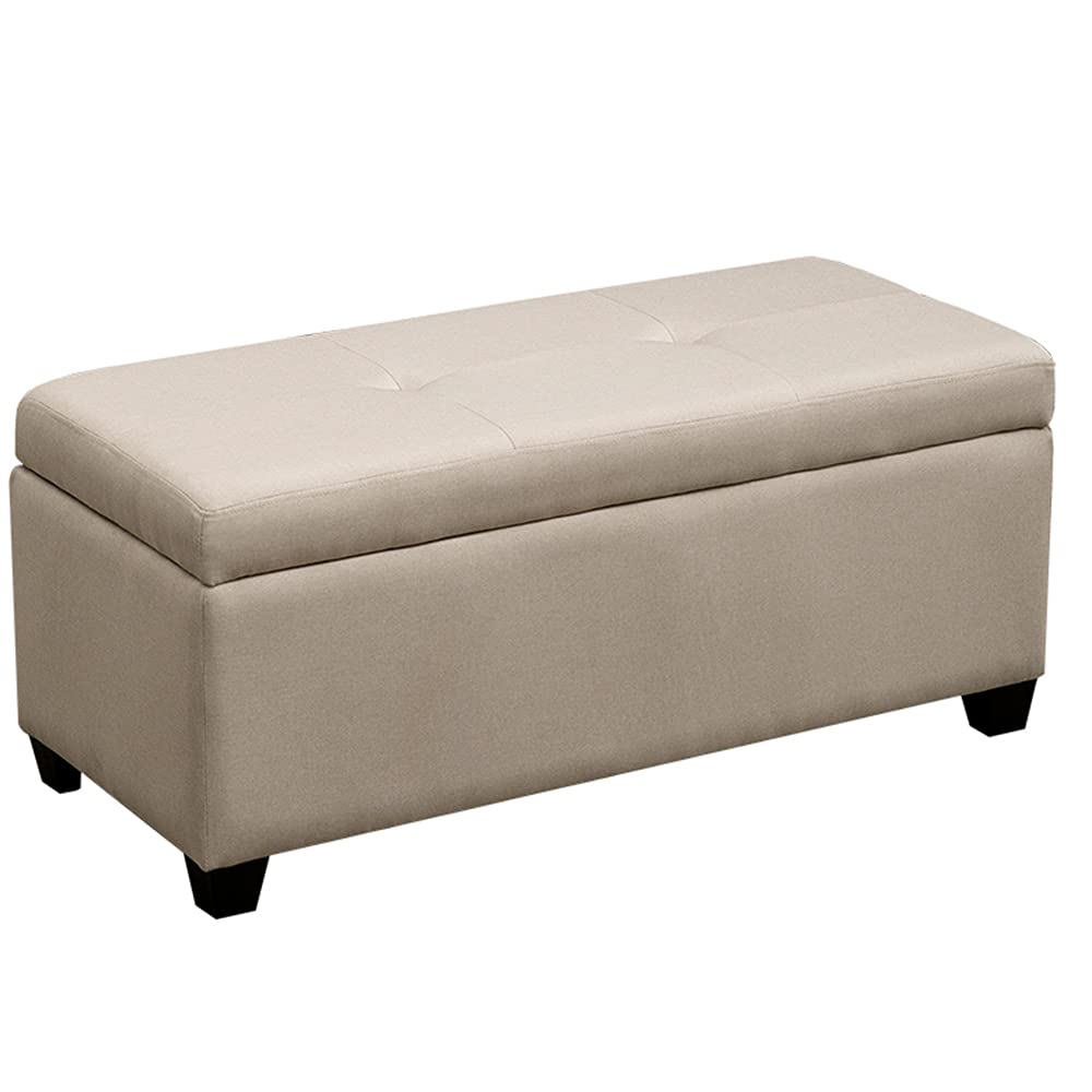Pouf rectangulaire 120x43x42cm en bois massif avec assise déhoussable