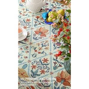 French Tablecloth for Rectangle Tables,Linen Table Cloth with Colorful Flowers and Leaves Pattern,Heavy Durable Soft Table Cover for Dining Kitchen Decor Party Christmas,55"*71" French Tablecloth for Rectangle TablesLinen Table Cloth with Colorful Flowers and Leaves PatternHeavy Durable Soft Table Cover for Dining Kitchen Decor Party Christmas5571