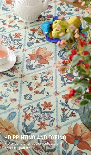French-Tablecloth-for-Rectangle-TablesLinen-Table-Cloth-with-Colorful-Flowers-and-Leaves-PatternHeavy-Durable-Soft-Table-Cover-for-Dining-Kitchen-Decor-Party-Christmas5571 French Tablecloth for Rectangle TablesLinen Table Cloth with Colorful Flowers and Leaves PatternHeavy Durable Soft Table Cover for Dining Kitchen Decor Party Christmas5571