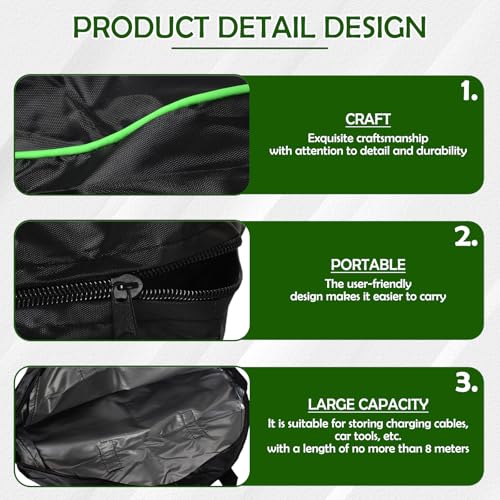 2 Stück Ladekabel Tasche Elektroauto, Strapazierfähige Wasserabweisende Kabeltasche, Ladekabel Tasche, Kabeltasche Organizer für EV Ladekabel Ladegeräte Verlängerungskabel (40*13cm,37*10cm Schwarz)