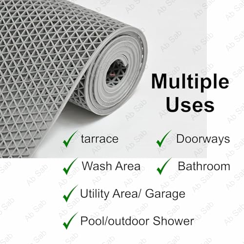 Image of JOGI KART Anti Skid & Multipurpose Rubber /Bathroom Mat /Shower Mat /Carpet /Rugs /Rainmat /Swimming Pool Mat (Green, 2x2 Ft)