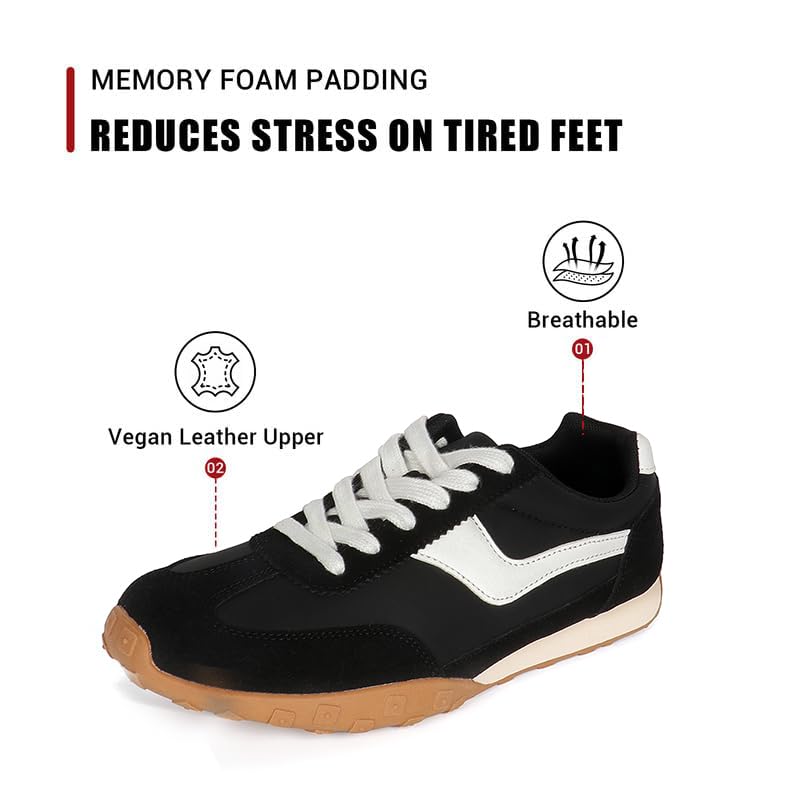 Image of MAVMAX Women's Fashion Retro Sneakers Chic Casual Walking Shoes with Foam Insole Tennis Shoes Stable Non-Slip Outsole for Dresses, Jeans & Everyday Outfits