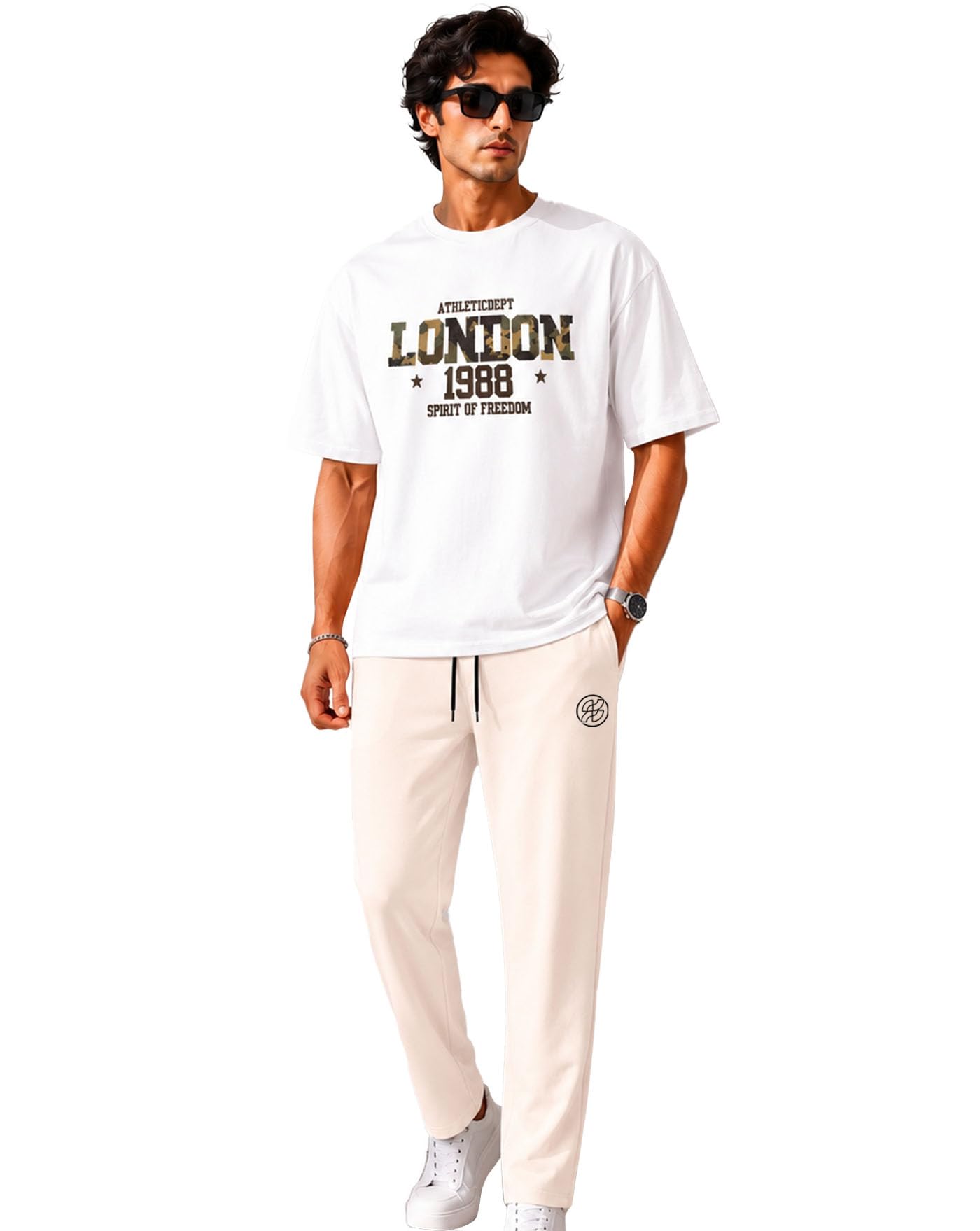 ausk Men's Graphic Printed Oversized T-Shirt & Track Pant Co-Ord Set | Cotton Blend Casual Summer Wear Clothing Set for Men-picture-20
