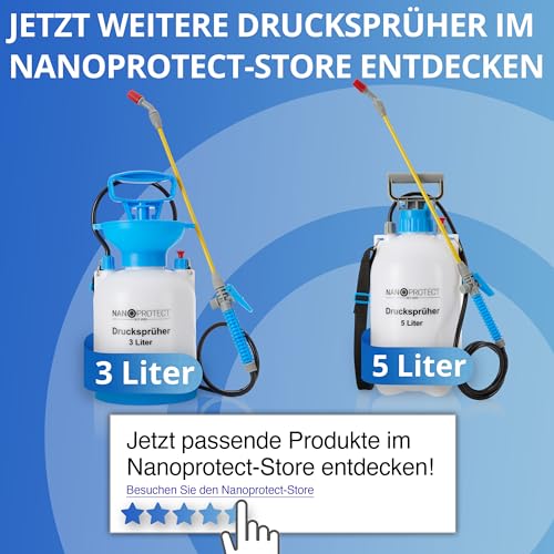 Nanoprotect Handsprüher 1,5 Liter | Drucksprüher mit Verstellbarer Messingdüse | Pumpsprüher | Gartenspritze