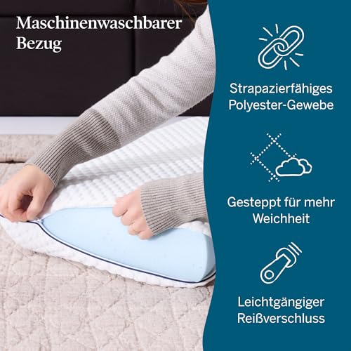 LUCID Gel Memory Foam Kissen 40x70 cm – atmungsaktiv – kühlende Wirkung – Bezug waschbar – Öko-Tex Kopfkissen, Weiß
