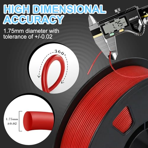 Image of LOVOON PLA Filament Red 1KG, 1.75mm 3D Printer Filament Dimensional Accuracy + /- 0.02mm, Neatly Wound 3D Printing Filament, Fits Most FDM 3D Printers, 1KG Cardboard Spool (2.2lbs)