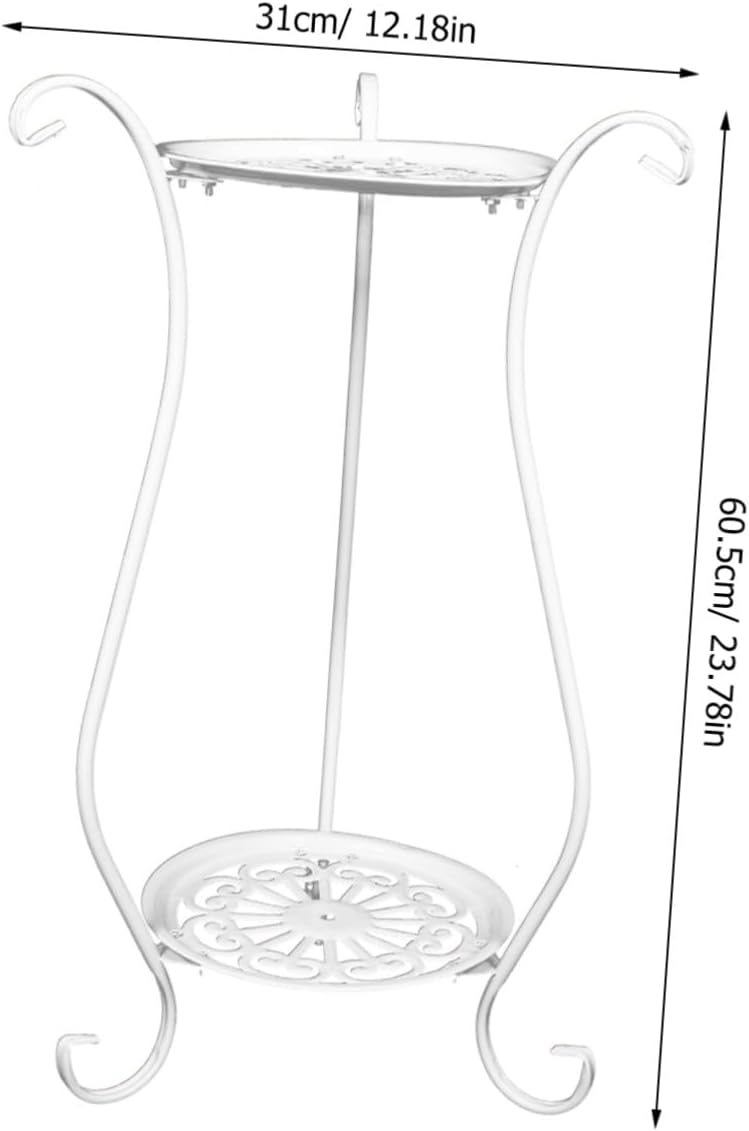 COLLBATH 2 Tier Iron Birdbath Stand for Indoor Outdoor Plants and Pots
