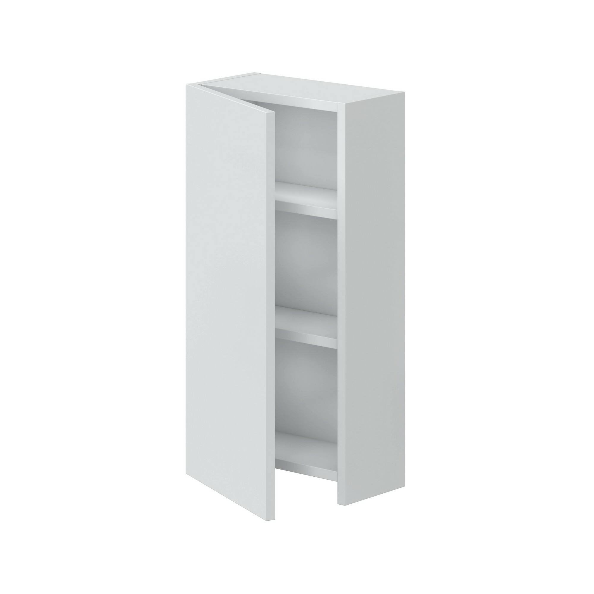 Dmora - Mobile pensile Croskey, Armadietto sospeso, Mobiletto a muro, Armadio ausiliario multifunzione, 30x16 h60 cm, Bianco lucido