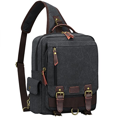 S-ZONE Sling Canvas Cross Body 13 inch Laptop Messenger Bag Shoulder Backpack