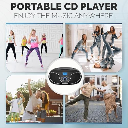 Image of Philips CD Player Boombox, Dynamic Bass Boost with Bluetooth, FM Radio, USB Playback & AUX Input, Portable Top-Loading Boombox, Clear Stereo, RW /MP3 Compatible (Black)