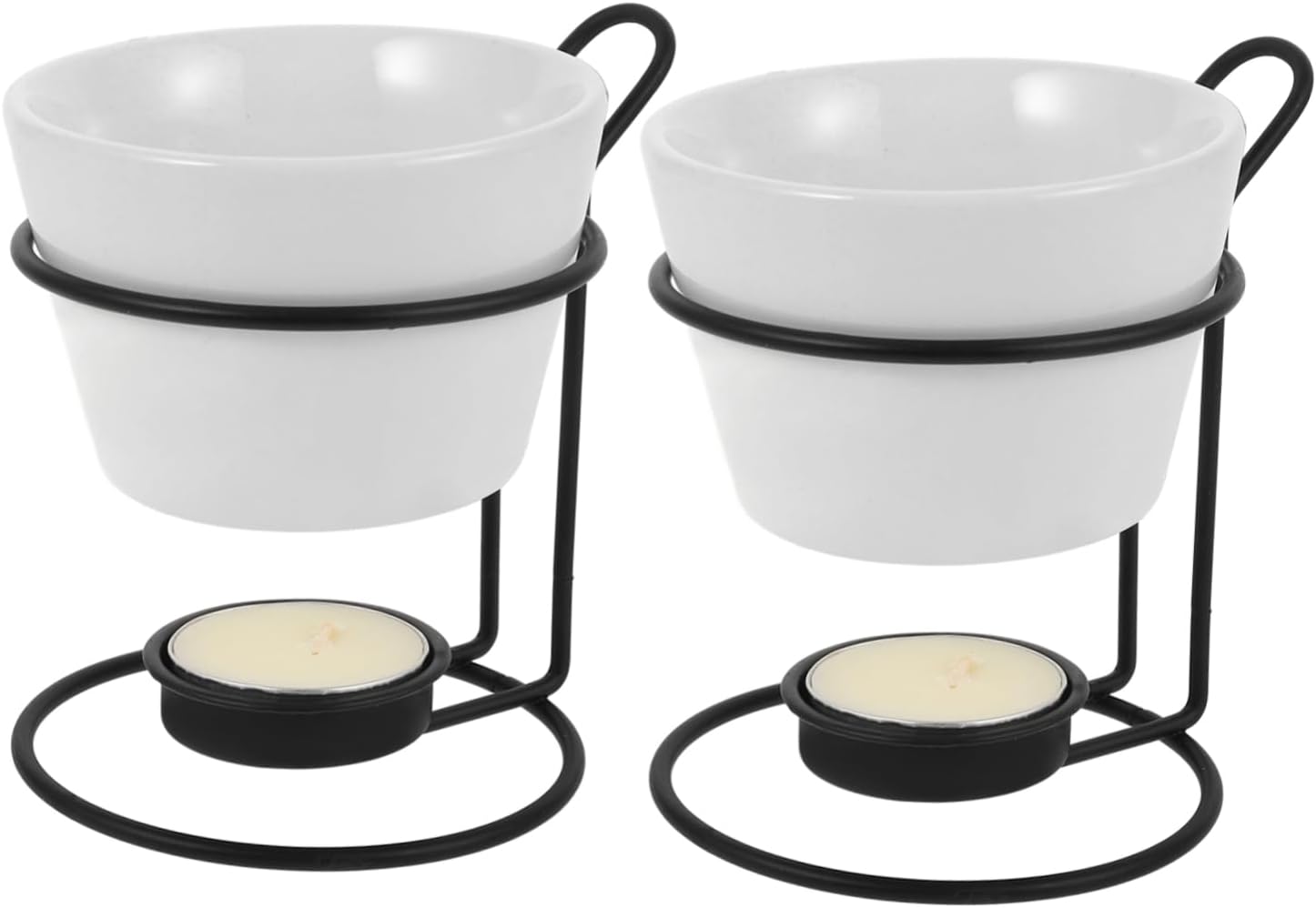 GLEAVI 2sets Ceramic Butter Warmers Seafood Chocolate Cheese Melting Pot Kit Removable Design Lightweight and Easy to Clean for Fondue Parties