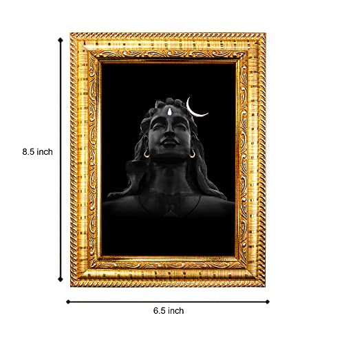Image of Hawai Adiyogi Shankar Mahadev Home Decor Worship Use Wall Hanging Wooden Photo Frame SFDI417 GLD FRM GRP