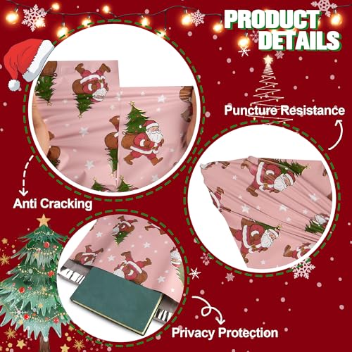 JinRuiKJ Christmas Poly Mailers 12x15.5 Inch 50 Pcs - Heavy Duty Tear-Proof Mailings Envelopes - Waterproof Shipping Bags for Small Business & Boutique - Santa Claus — view 4