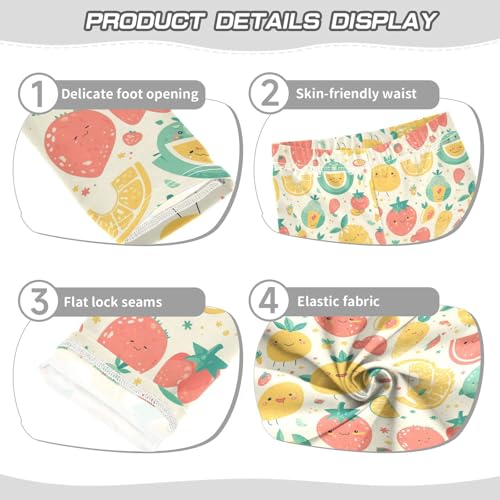KLL Colourful Tropical Fruits Toddler Baby Girl Leggings Comfortable Full Length Lounge Pants Running3