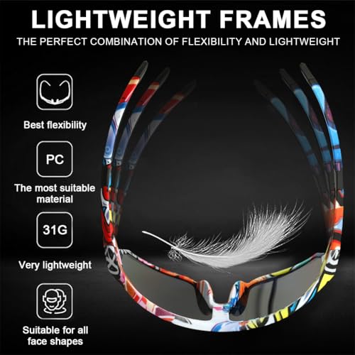 Image of PROBEROS Cycling Sunglasses for Men Stylish, UV400 Tinted Polarized Sunglasses Fashion Sport Set, Unique Frame Design, Outdoor Anti-Glare for Cycling, Driving, Hiking