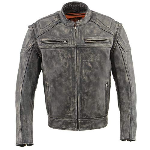 Image of Milwaukee Leather Men's Black Cowhide Quilted Pattern Scooter Style Racing Jacket MLM1545