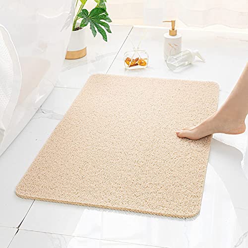 Ewolee Alfombra Ducha, Alfombrilla Ducha Antideslizante de Lufa Suave, Antimoho Antibacteriano Alfombra Baño, Drenaje Rápido Alfombra Bañera Lavable 60x40cm (Beige) Cover