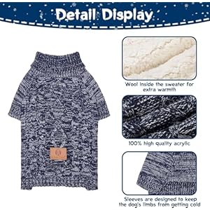 Knit Turtleneck Dog Sweater for Small Medium Large Dogs, Warm Puppy Clothes for Fall Winter, Cozy Sweatshirts Dog Coats