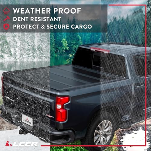 Image of LEER HF650M Quad-Folding Tonneau Cover, Fits 2019-2023 Ford Ranger with 5'10 inch Truck Bed