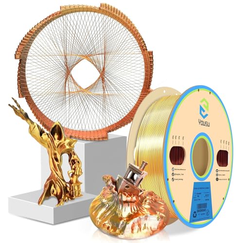 Image of YOUSU 3D Printer Filament Triple Color Silk PLA Filament 1.75mm,Silk PLA Gold Copper Black 3D Printing Filament Bundle, 1kg / 2.2lbs