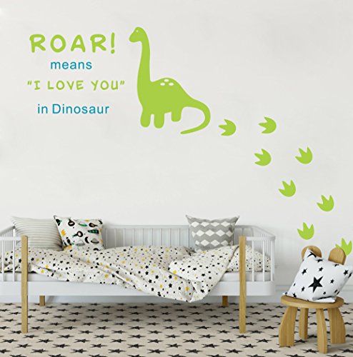Vinilo Decorativo Dinosaurio Texto y Huellas Verde miniatura 5