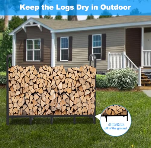 Tikimilor 5.3Ft Firewood Rack Holder, Adjustable Heavy Duty Fire Log Stacker Stand For Fireplace, Outdoor Indoor Metal Wood Pile Storage Organizer thumb #5