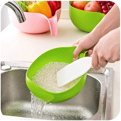 Wegopro Hope Kitchen Rice Bowl Plastic Fruit Bowl Thick Drain Basket with Handle Washing Basket for Home Kitchen Supplies (Multicolor) 4