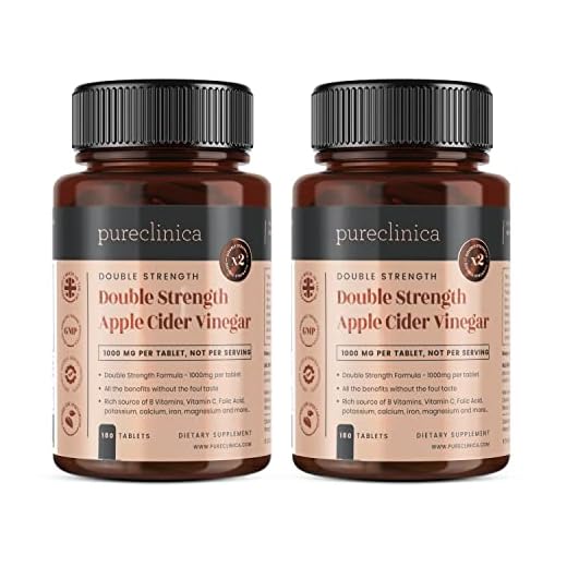 Dubbel styrka Apple Cider vinäger 1000 mg x 360 tabletter (2 flaskor med 180 tabletter - 1 års leverans) SKU: AV3x2