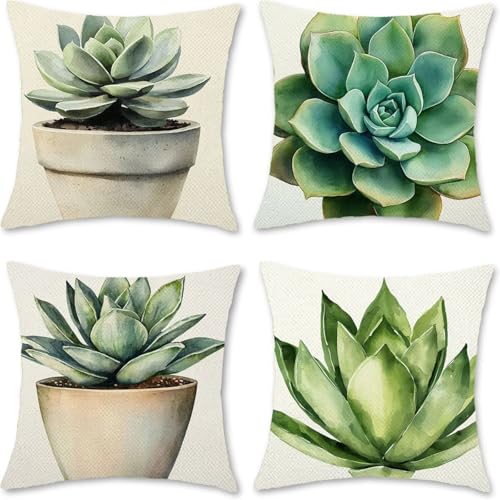 Fcunjuun Cojines de Exterior, Funda Cojin 35x35cm Fundas Cojines Planta Impermeable Decorativa Funda Cojín con Maceta, Un Juego Cuatro, para Dormitorio Al Aire Libre Banco de Jardín J-9